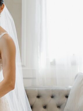Light ivory waltz length veil